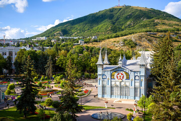 Landscape of Pyatigorsk, Stavropol Krai, Russia. View of Lermontov Gallery, historical landmark...