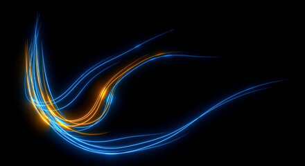 Abstract background. Beautiful colored lines. Magic sparks. Neon swirls. Glow effect. High tech. Sci Fi technology art.