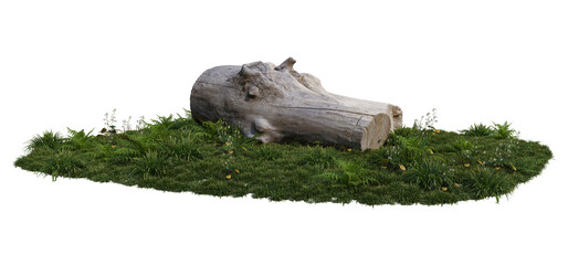 Logs decorate the garden on a transparent background
