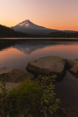 Tranquil summer evening at Trillium Lake, Mt. Hood, Oregon