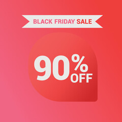 90% off Sale banner special offer ad discount promotion vector banner. price discount offer. season sale promo sticker colorful background