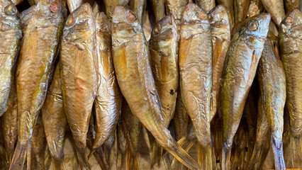 Natural background with smoked lamb in close-up