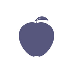 Apple whole fruit silhouette. Flat vector illustration isolated on white background.