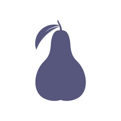 Pear whole fruit silhouette. Flat vector illustration isolated on white background.