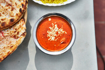  Delicious indian tikka masala food on wooden surface