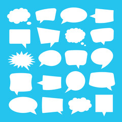 Speech bubbles. Speech balloons set. Empty white text boxes. Talking, comment, dialog boxes concept. Vector illustration