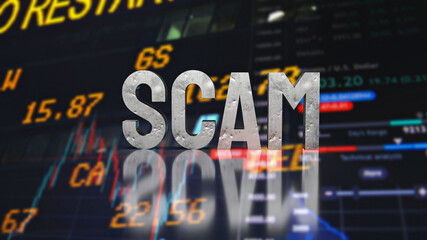 The scam text for business concept 3d rendering