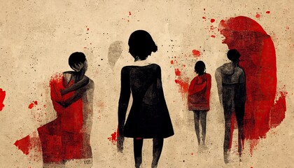 Human trafficking and kidnapping, modern slavery, woman sexually exploited, sex trafficking, human trafficking and violence against women, human slavery, forced prostitution with sexual abuse - obrazy, fototapety, plakaty
