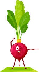 Radish cartoon character fitness yoga sport veggie