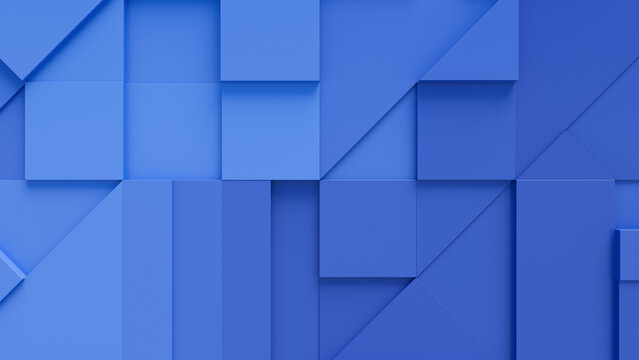 Abstract background formed from Blue 3D Blocks. Futuristic 3D Render .