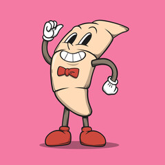 Hand drawn retro vintage bakery cartoon mascot logo illustration