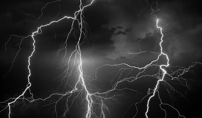 Fork lightning striking down during summer storm