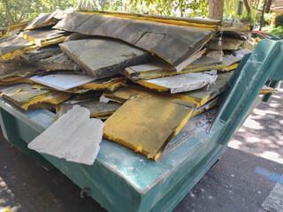 Container full of polyurethane sheets