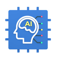 Artificial intelligence modern computing concept 3D rendering isolated on transparent background. Ui UX icon design web and app trend