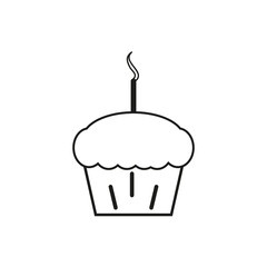 Cupcake icon candle. Art collection. Love art. Sweet food. Vector illustration. stock image. 