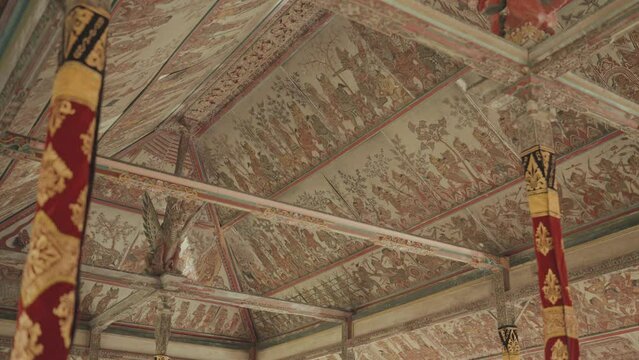 Painting at Ceiling Kerta Gosa Bali Indonesia Ancient Justice Court Building Upon Klungkung Kindom Rule