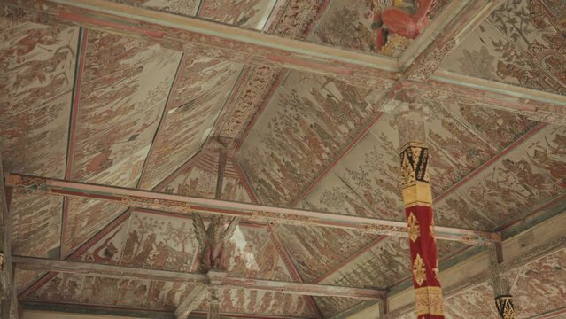 Painting at Ceiling Kerta Gosa Bali Indonesia Ancient Justice Court Building Upon Klungkung Kindom Rule