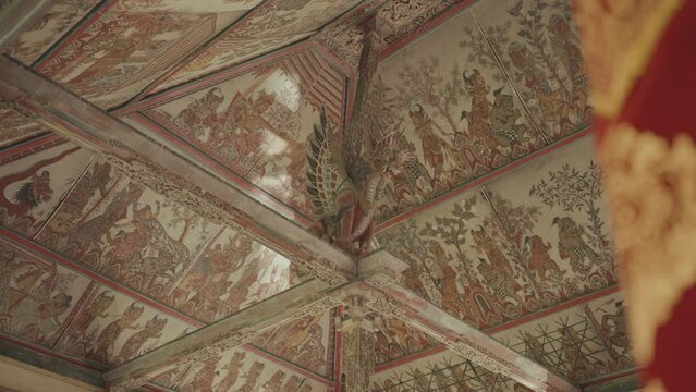 Painting at Ceiling Kerta Gosa Bali Indonesia Ancient Justice Court Building Upon Klungkung Kindom Rule