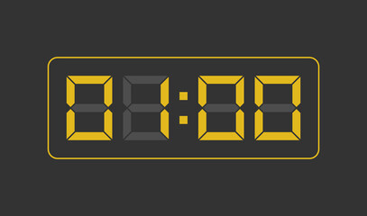 1:00, Digital clock number. Vector illustration.
