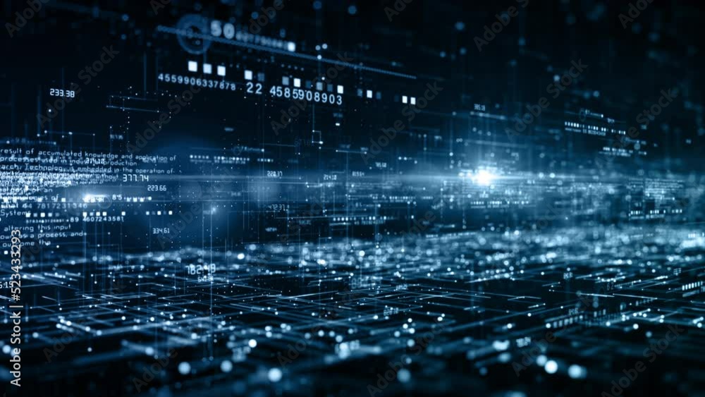 Poster Technology Digital Cyberspace with Particles and Digital Data Network Connections. Big data Connection and Data Analysis, Technology Digital Abstract Background Concept.