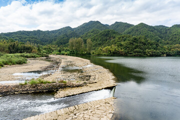 Tongji weir, Lishui, Zhejiang, China, is an ancient water conservancy project in China. It has a...