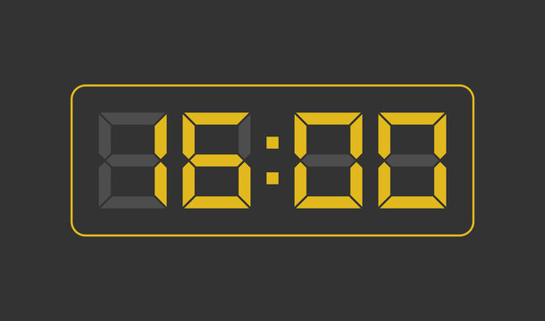 16:00, Digital clock number. Vector illustration.
