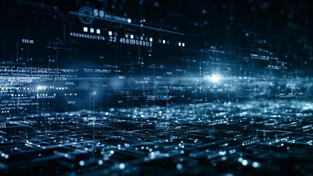 Technology Digital Cyberspace with Particles and Digital Data Network Connections. Big data Connection and Data Analysis, Technology Digital Abstract Background Concept.