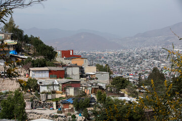 Fototapeta na wymiar Daytime view of the Matamoros neighborhood of Tijuana, Baja California, Mexico.