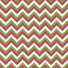 Seamless chevron pattern. Zigzag pattern in red, green, and white.