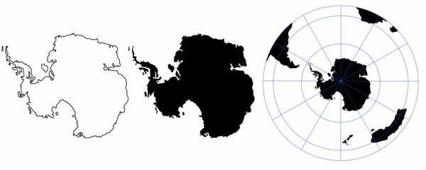antarctica map set isolated on white background