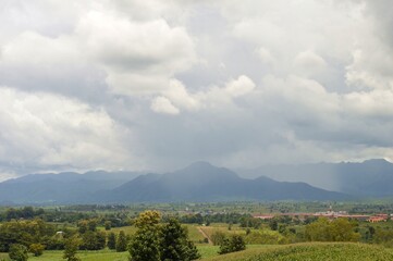 Fototapeta na wymiar rain and clouds over the mountains