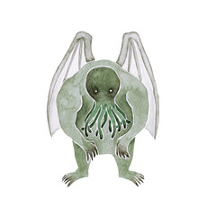 クトゥルフ神話 邪神 神　クトゥルフ　水彩 イラスト