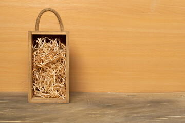 Empty wooden gift box