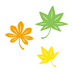 ポップでカラフルなもみじのイラストセット