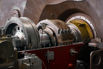 Part of shaft of powerful steam turbine on production line © nordroden