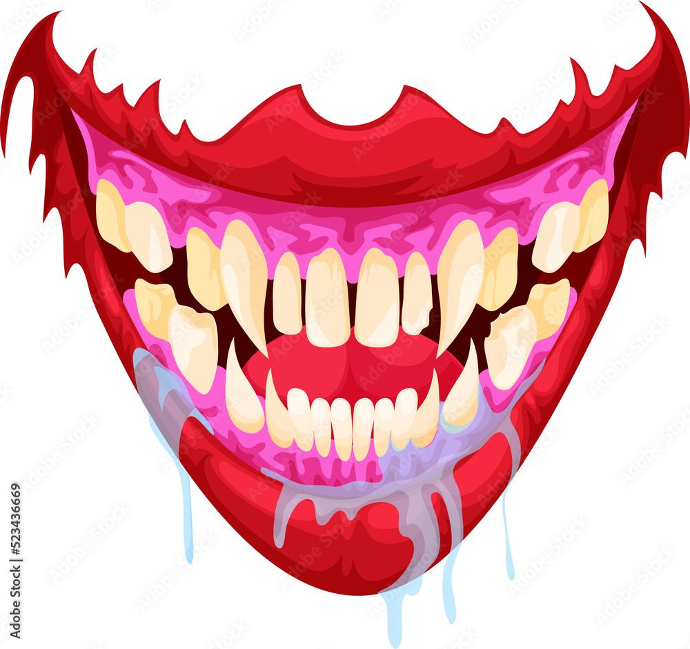 Wall mural Monster mouth Halloween horror holiday lips saliva