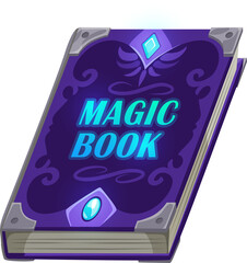Halloween spellbook, ancient magic book, vector
