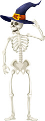 Cartoon spooky skeleton Halloween funny character