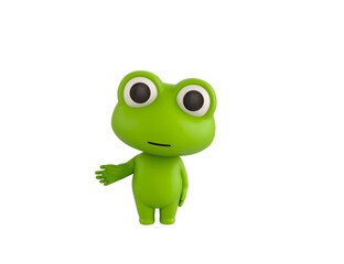 Little Frog character Giving a helping hand in 3d rendering.
