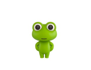 Little Frog character with hands on hip in 3d rendering.