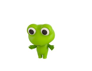 Little Frog character Unhappy sad disappointed in 3d rendering.