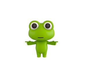 Little Frog character pointing finger two side in 3d rendering.