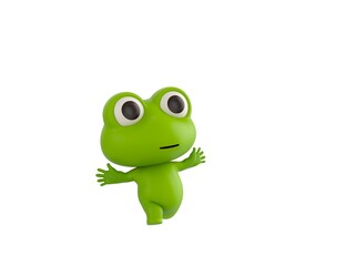 Obraz premium Little Frog character running happily in 3d rendering.