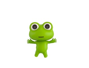 Little Frog character jumping in 3d rendering.