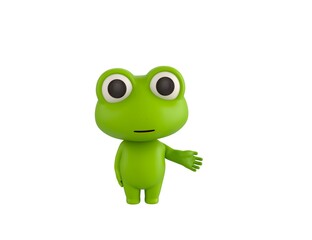 Little Frog character giving his hand in 3d rendering.