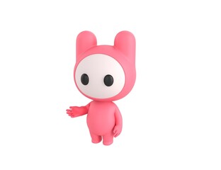 Pink Monster character introducing in 3d rendering.