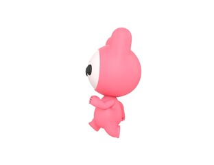 Pink Monster character running to the left side in 3d rendering.