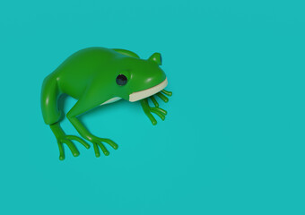 A frog toy created with 3DCG on a light blue background