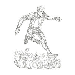 Obstacle Racer Jumping Fire Doodle Art