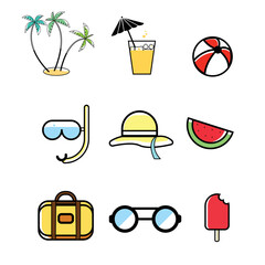 summer icons set